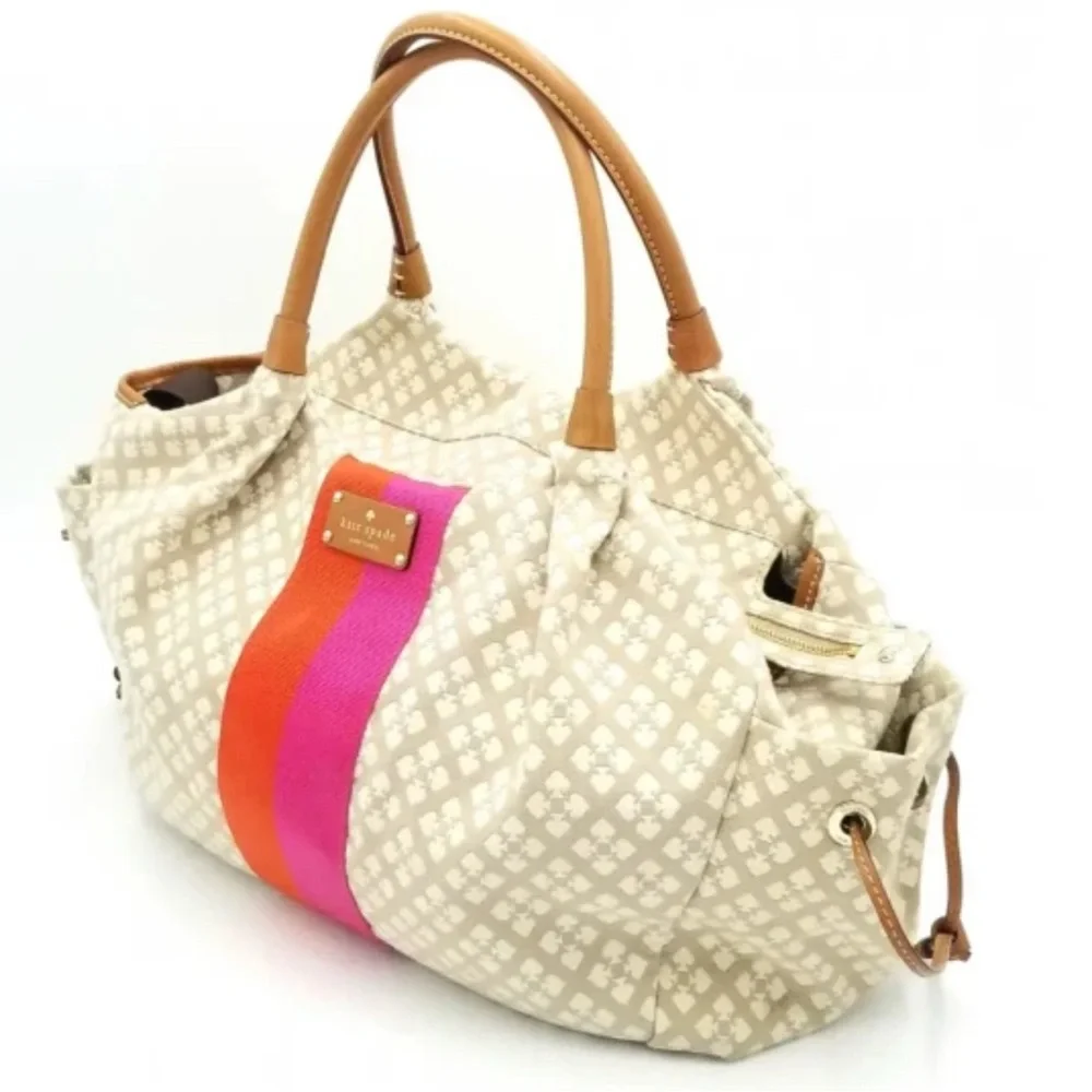 Kate Spade Classic Spade Stevie Baby Bag, Cream and Pink GUC